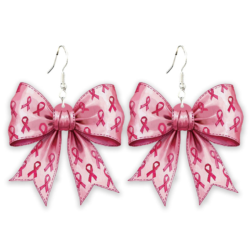 Wholesale 2pcs/pack Cancer Team Struggle Survivor Accessories  Wooden Pattern Earrings