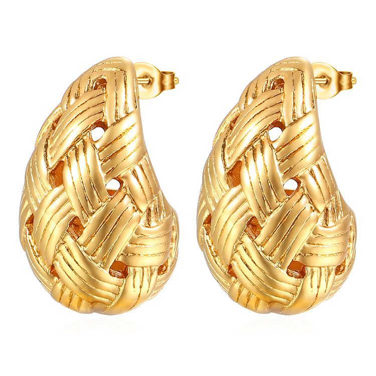 Wholesale Extra Large Teardrop Hollow Stainless Steel Earrings Gold Plated Fashion Accessory for Boutique Resale