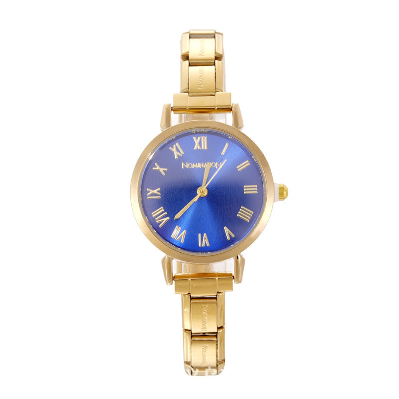 Wholesale Trendy Women' s Quartz Watch Gold Tone Stainless Steel Minimalist Fashion Wristwatch for Party Accessory