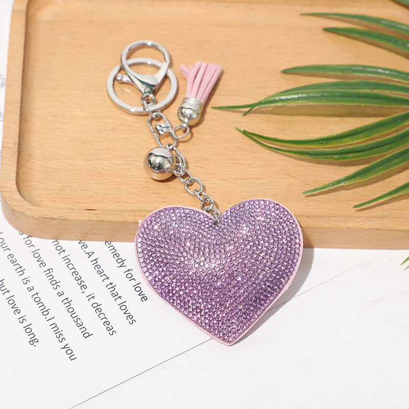 Wholesale 12pcs Heart Shape Hot Diamond Leather Keychain ACC-KC-DC001