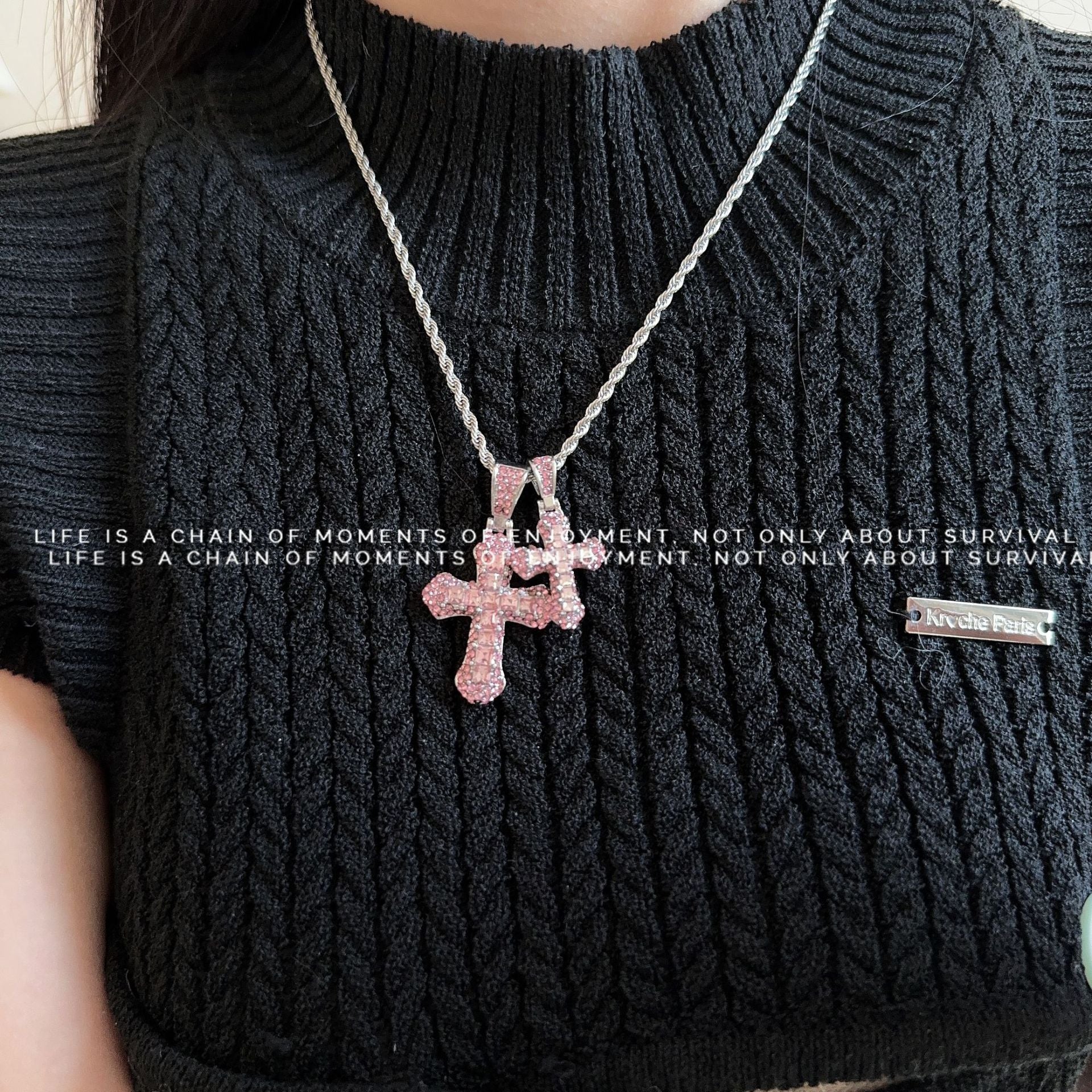 Wholesale  hip hop full diamond cross personality  necklace