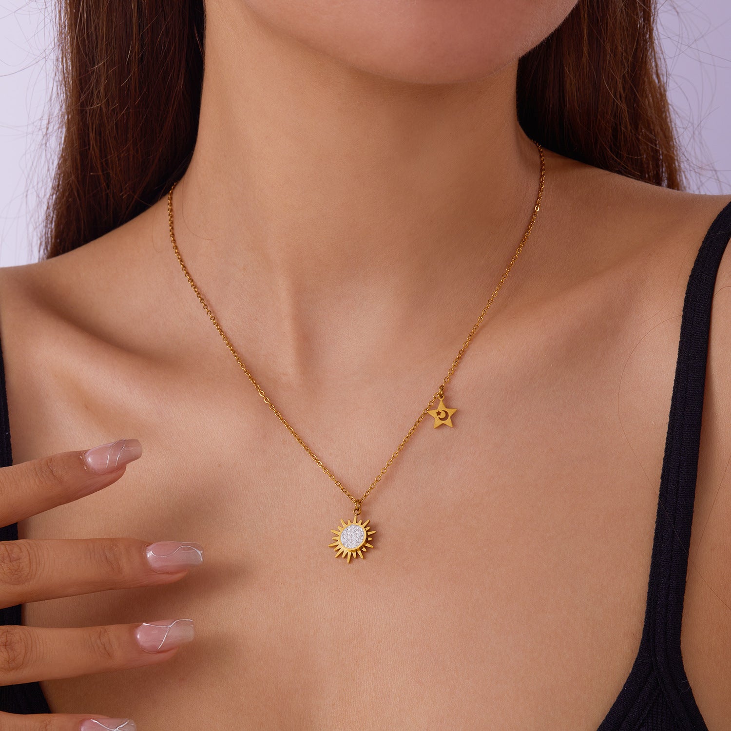 Wholesale  stainless steel sunflower necklace