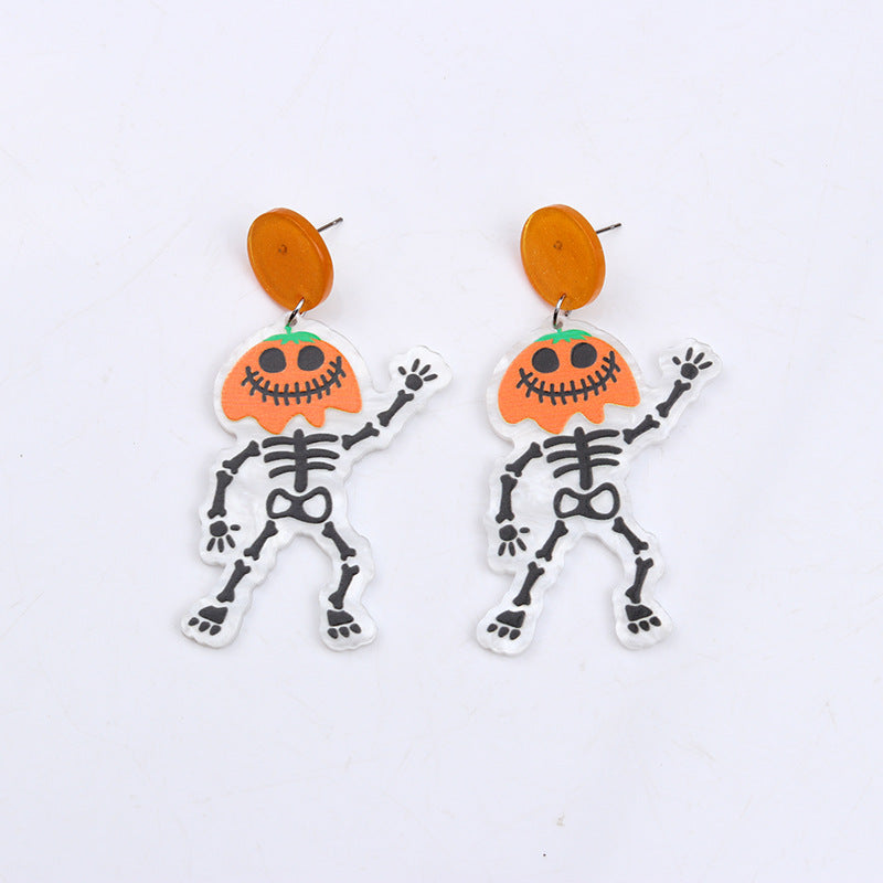 Wholesale  Halloween Earrings  Personalized Acrylic Pumpkin Skull Flower Ghost Earrings
