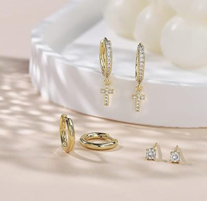 Wholesale Geometric Zirconia Square Earrings Set ACC-ES-WuBen001