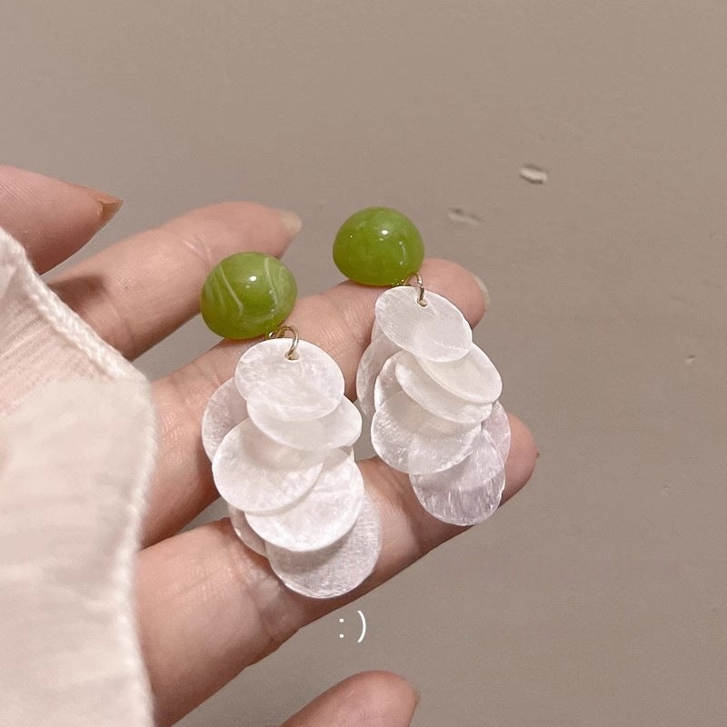 Wholesale Avocado green earrings Summer shell earrings