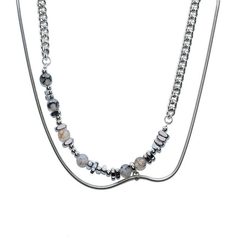 Wholesale Irregular stone stitching chain broken silver special-shaped stone snake bone chain