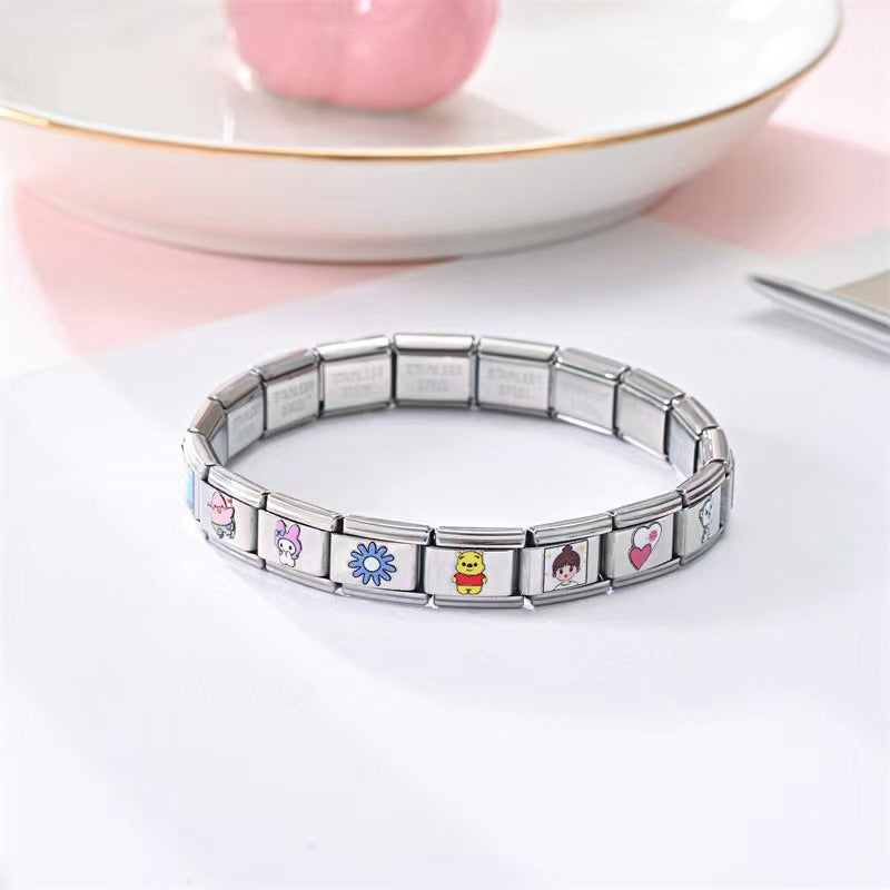 Wholesale Italian Charm Bracelet 9mm DIY Splicing Cute Creative Stainless Steel Composable Bracelet