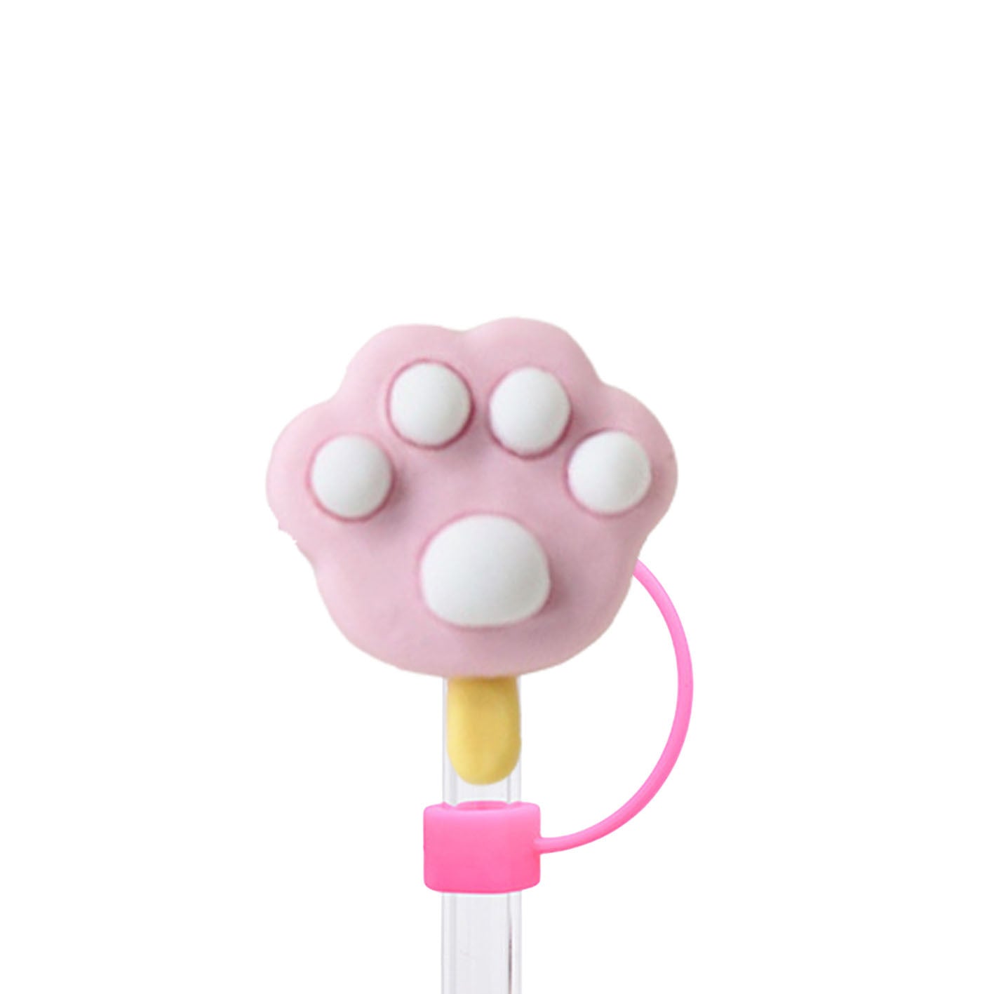 Wholesale 10mm Pink and White Hot Dog Lollipop PVC Soft Straw Tube Cap