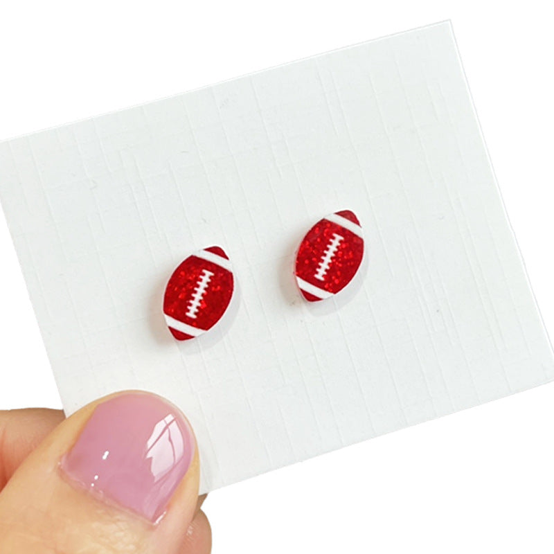 Wholesale Rugby multi-color red and blue helmet football earrings