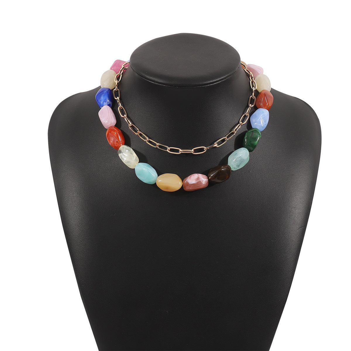 Wholesale  Resin Beaded Necklace  Color Handmade Stacked Necklaces