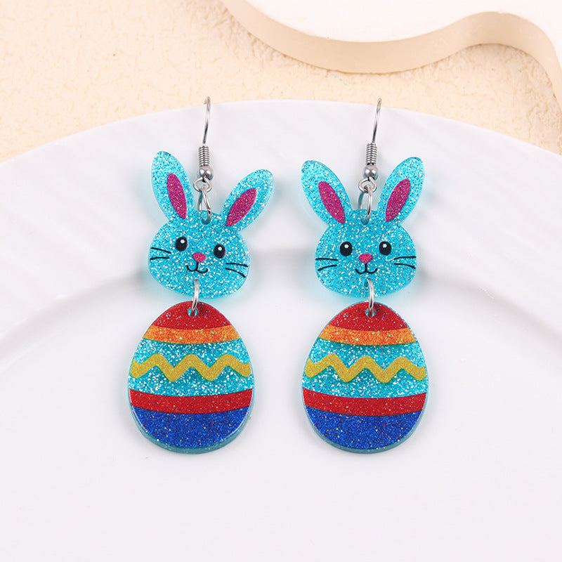 Wholesale 2PCS Acrylic Easter Bunny Egg Earrings