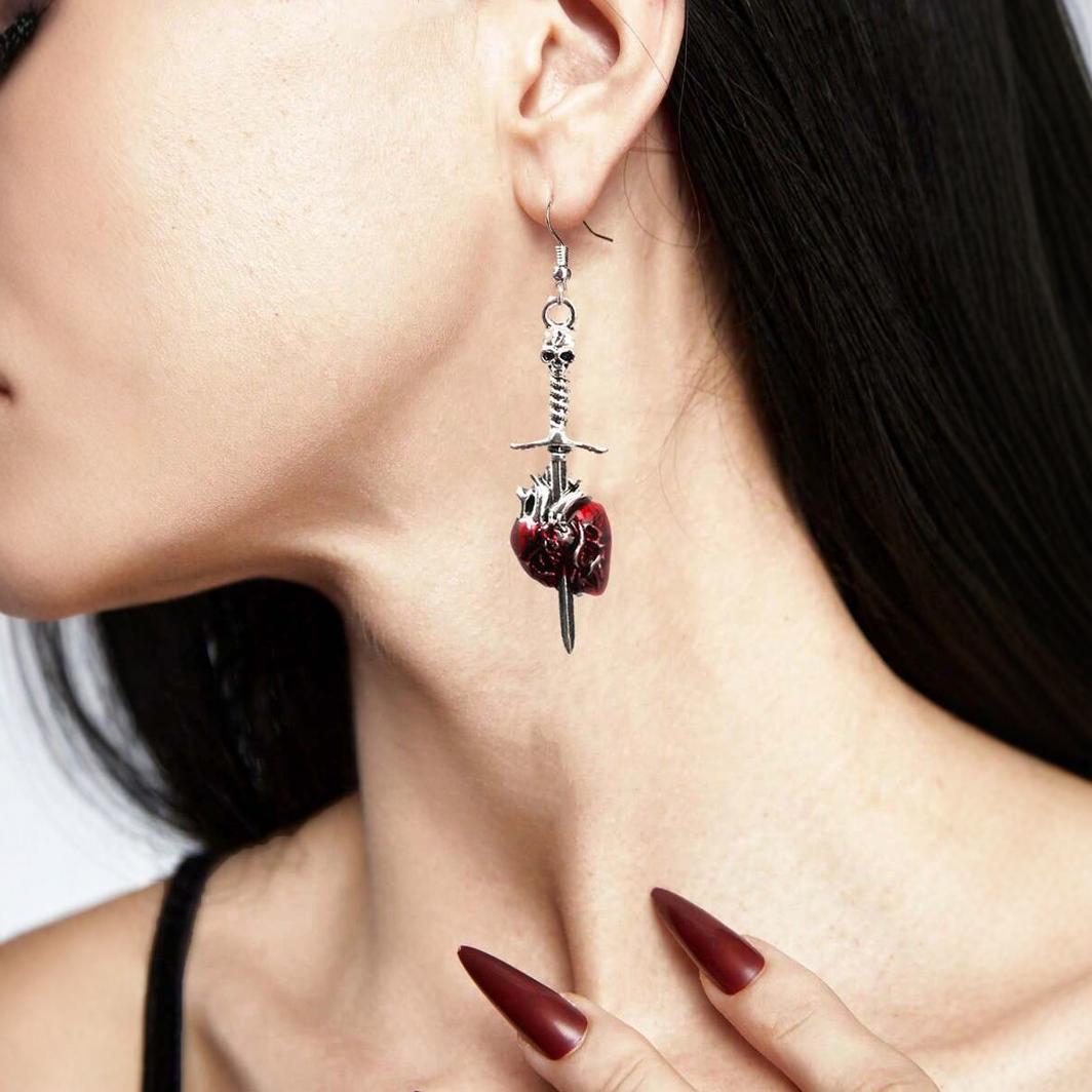 Wholesale  Sword Piercing Heart Girl' s Earrings