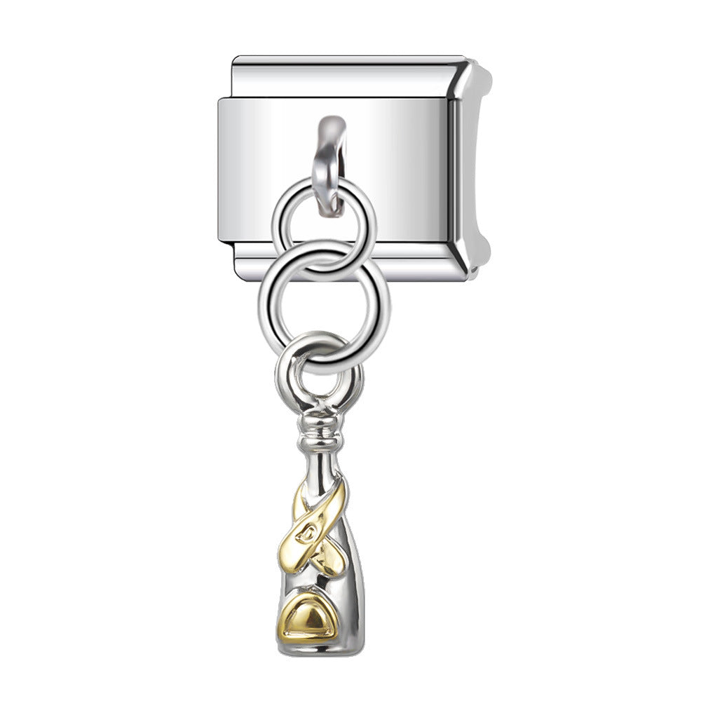 Wholesale Italian Charm Bracelet 9mm DIY Splicing Stainless Steel Heart Pendant Composable Bracelet