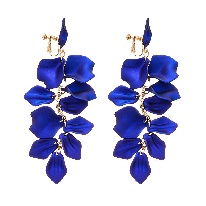 Wholesale  Acrylic Petal Long Tassel Ear Clip  Earrings