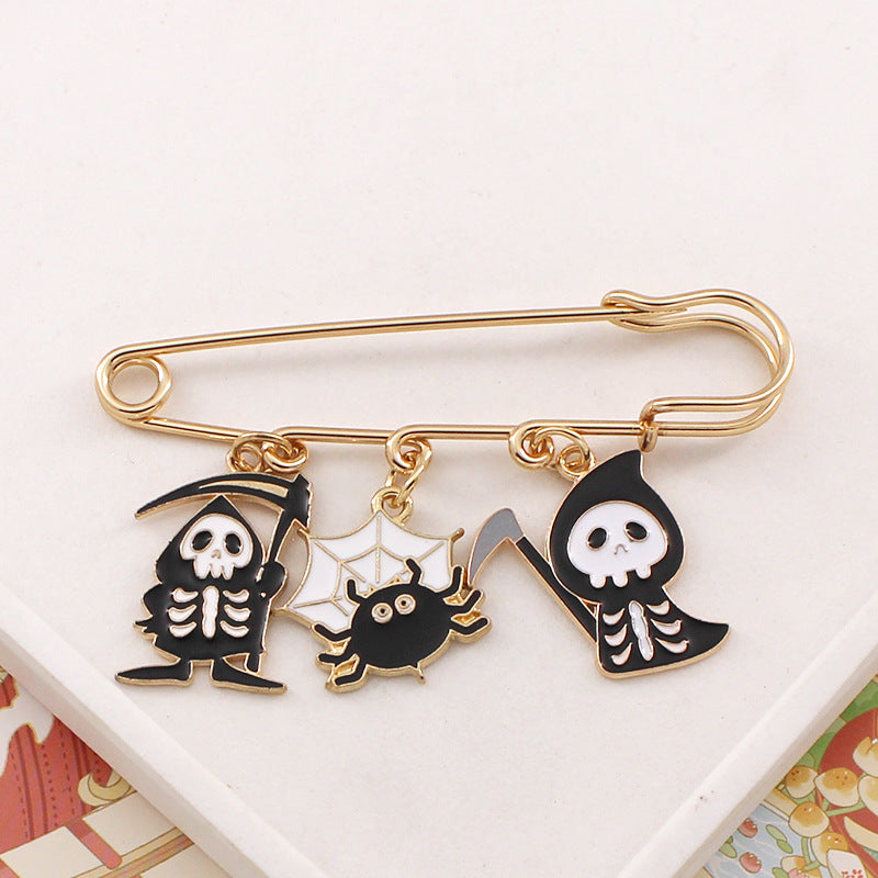 Wholesale Halloween Cartoon Funny Pumpkin Skull Alloy Oil Drip Badge Pin Brooch ACC-BCH-liyao001