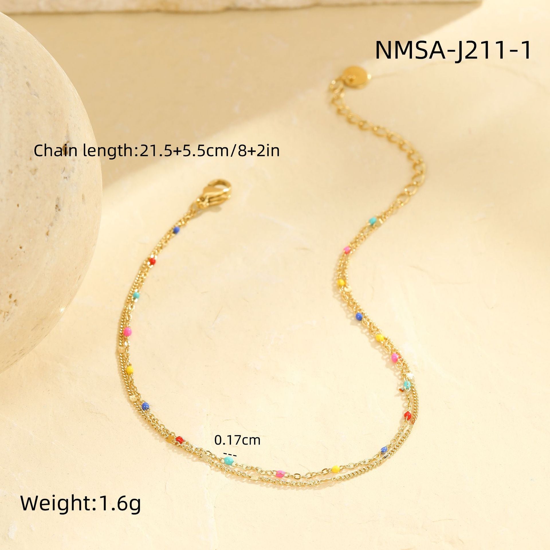 Wholesale color oil drops bean dopamine stainless steel anklet