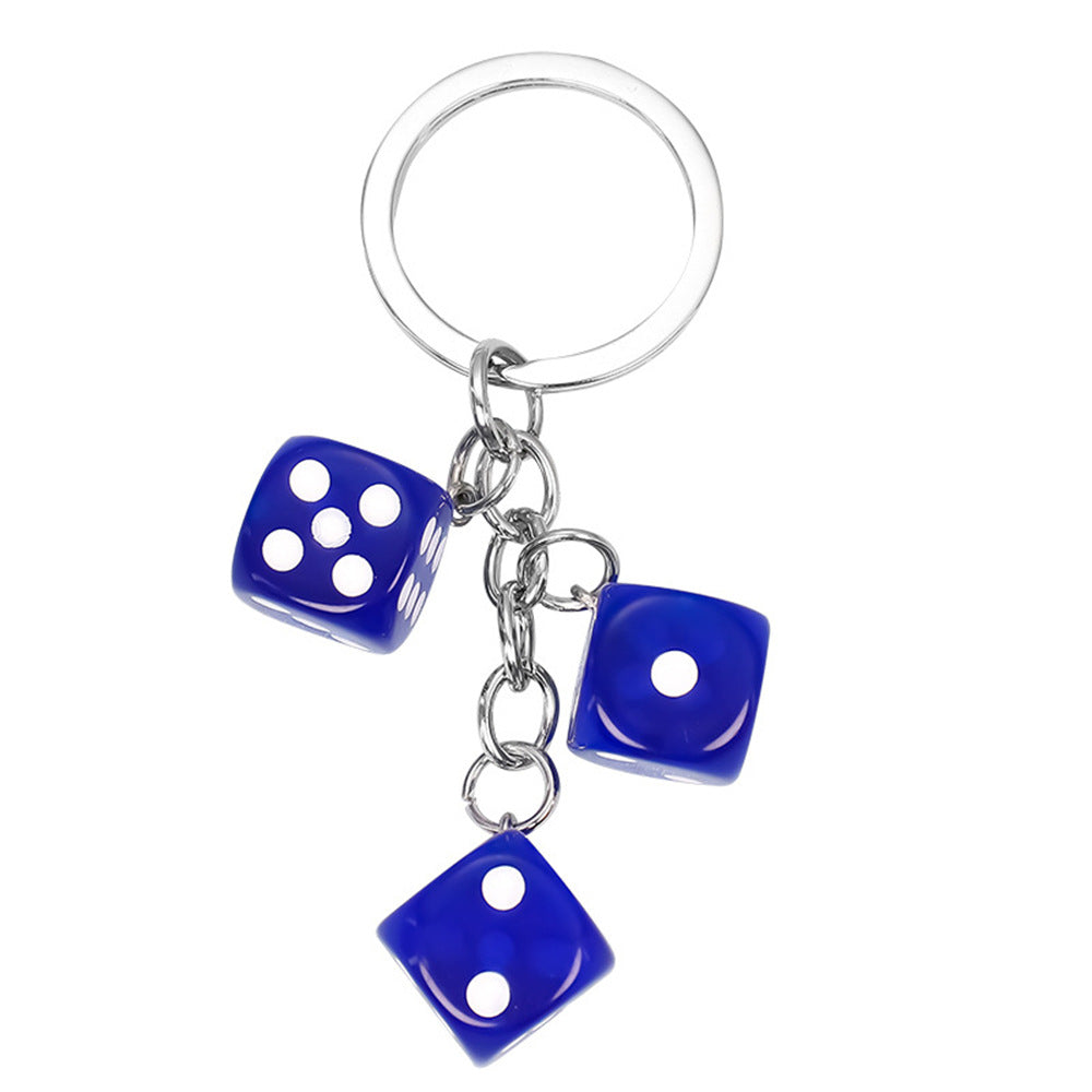 Wholesale Creative Resin Dice Keychain Bag Charm - Black,  Cross/ Crown/ Roman Numeral Pattern,  Chic Car Key Accessory