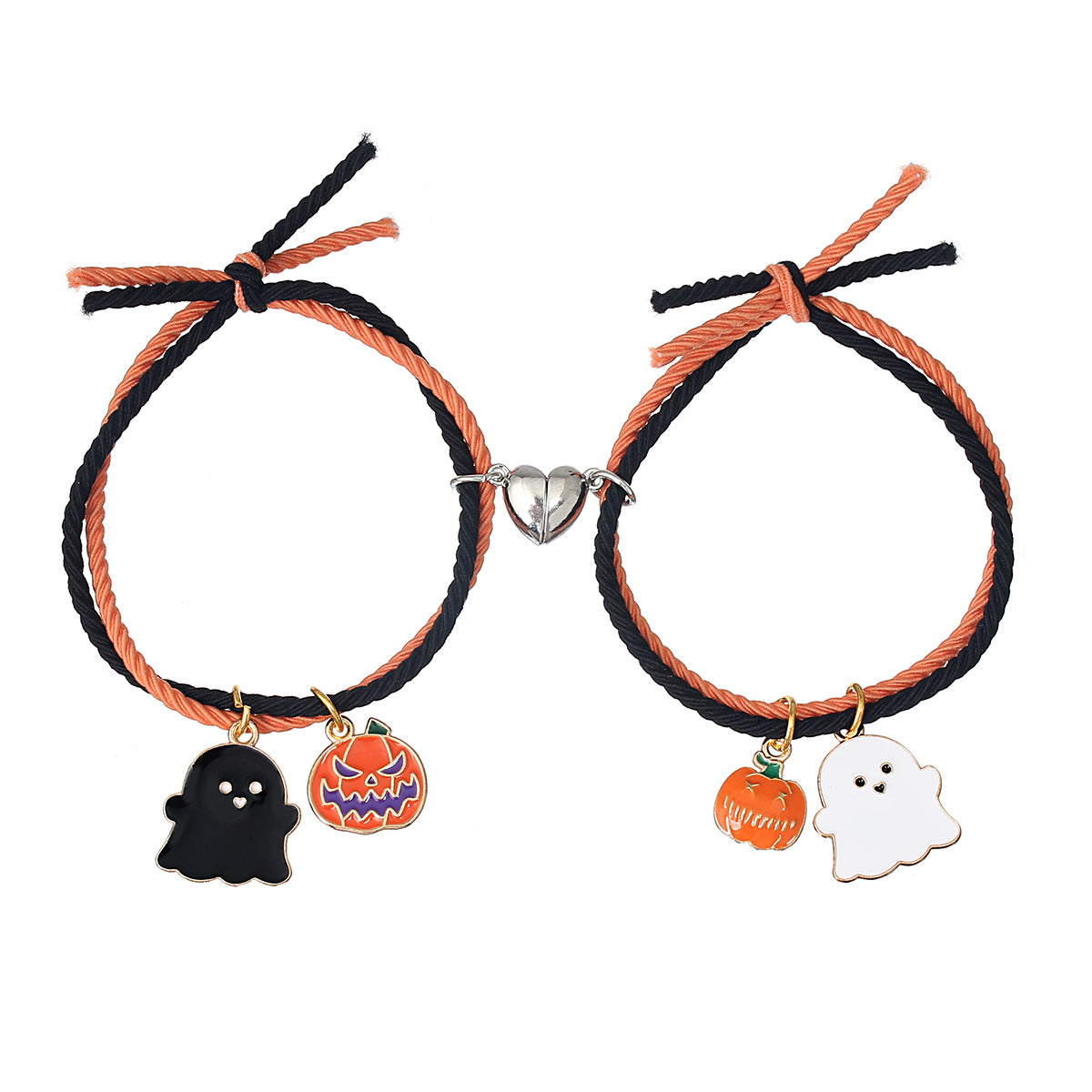 Wholesale   color matching pumpkin ghost pendant love magnet couple bracelet