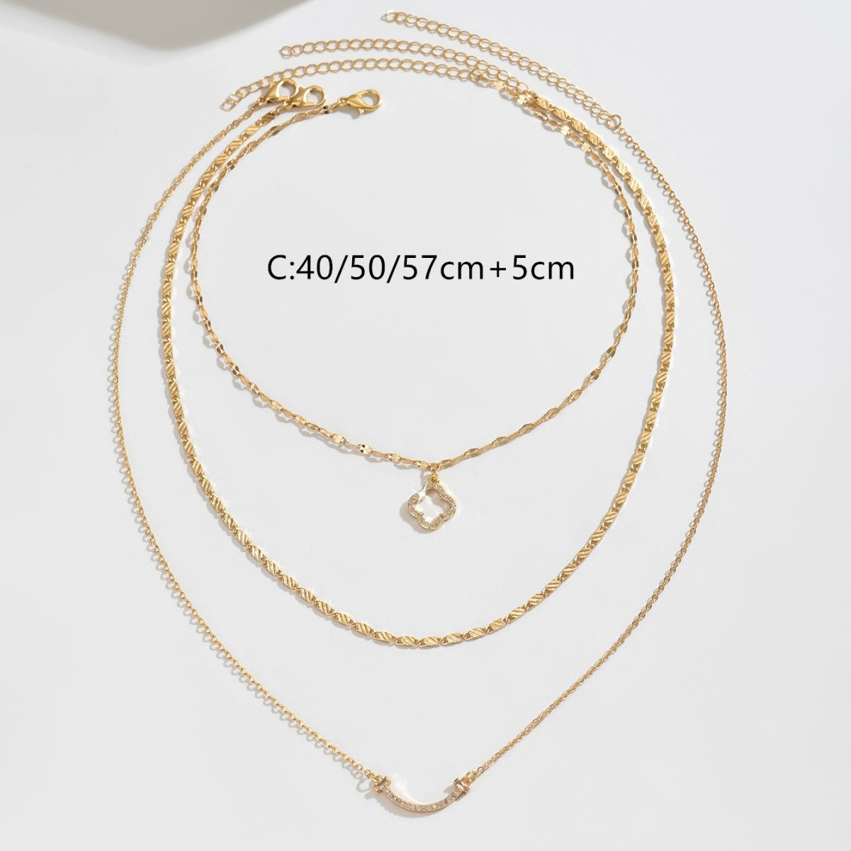 Wholesale  Light Luxury Four-leaf Clover Three-layer Stacked Necklace