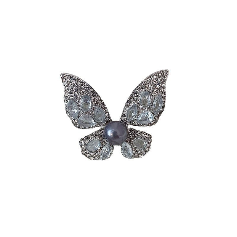 Wholesale Light Luxury Grey Butterfly Brooch