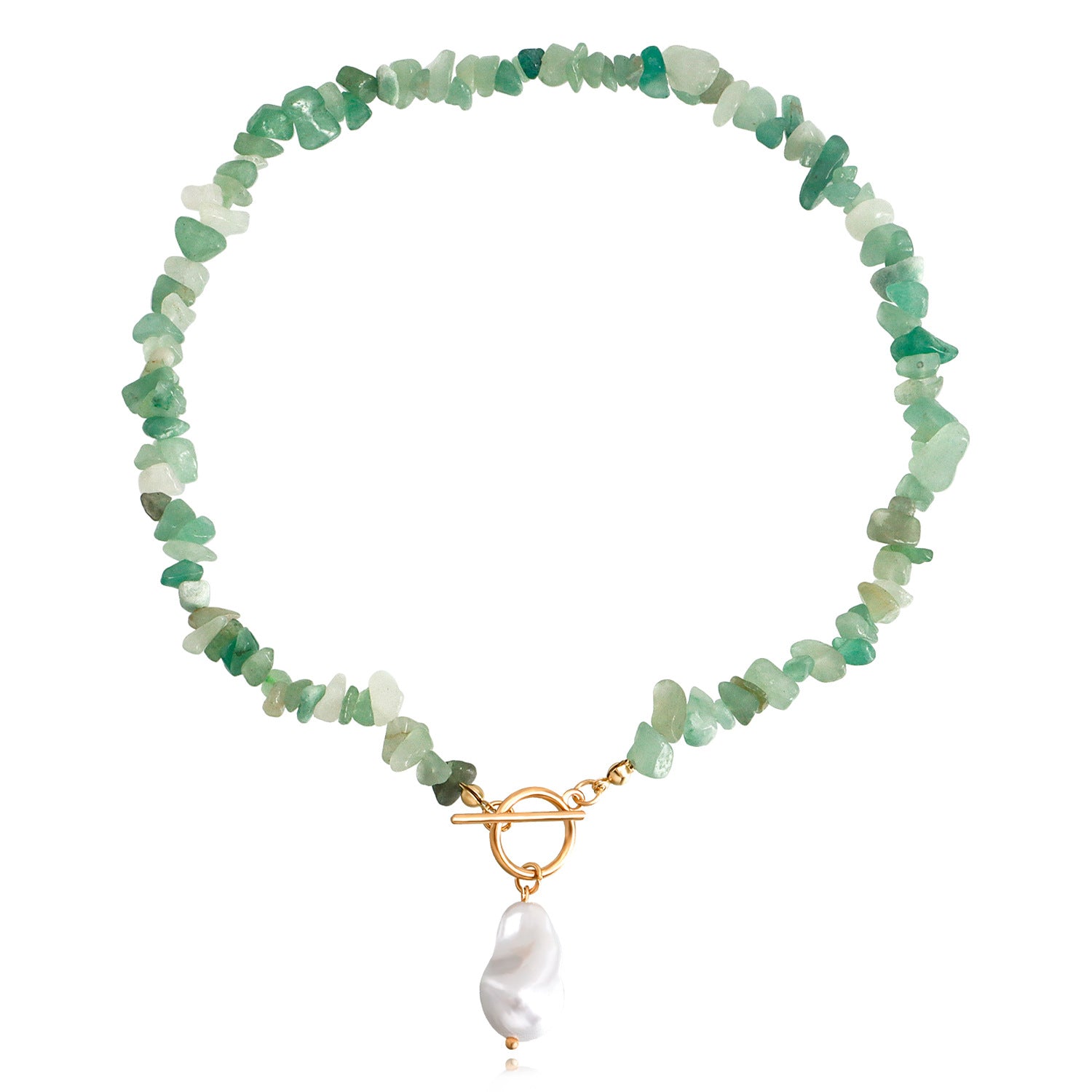 Wholesale Trendy Green Turquoise Irregular Pearl Necklace Alloy Jewelry Accessory
