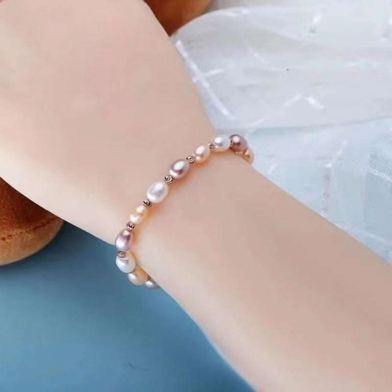 Wholesale French Romantic Colorful Pearl Bracelet Handmade Beaded Jewelry Accessory Gift for Women