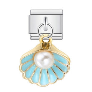Wholesale Italian Module Bracelet Single Shell Pearl Titanium Steel Strap  Charms