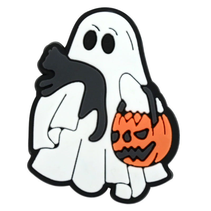 Wholesale Random 100pcs  Series White Ghost Clogs  PVC Soft Rubber Shoe Buckle Decoration