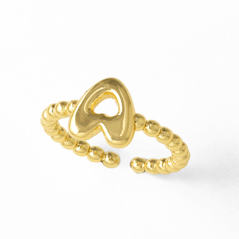 Wholesale 26 English letter rings gold-plated open rings