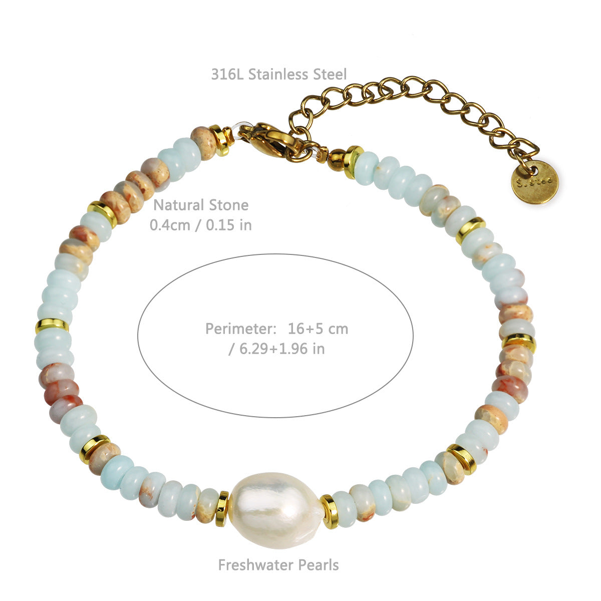 Wholesale Geometric Freshwater Pearl &  Natural Stone Bracelet,  Handmade Fashion Accessory for Women Gift Boutique Resale