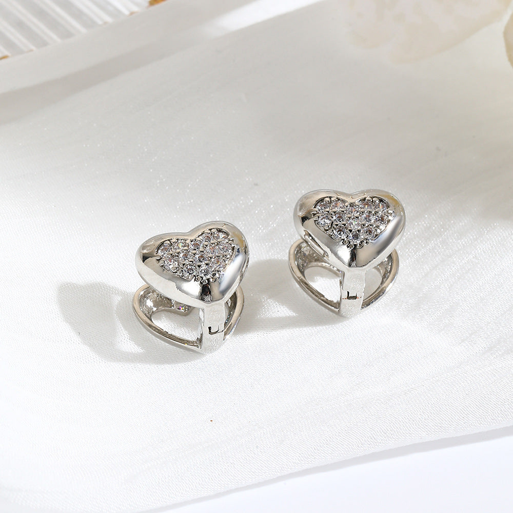 Wholesale  personality copper plated 18k zircon love earrings