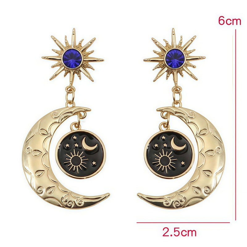 Wholesale  Alloy Distinctive Diamond  Star Moon Earrings