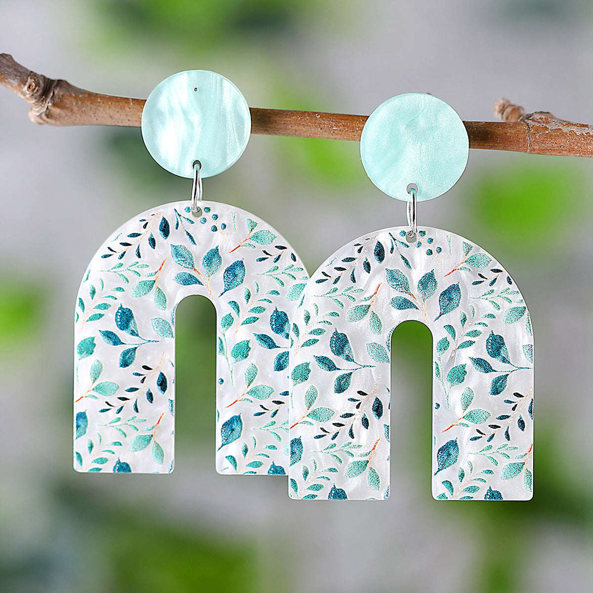 Wholesale Colorful Flower Leaves Acrylic Pendant Earrings