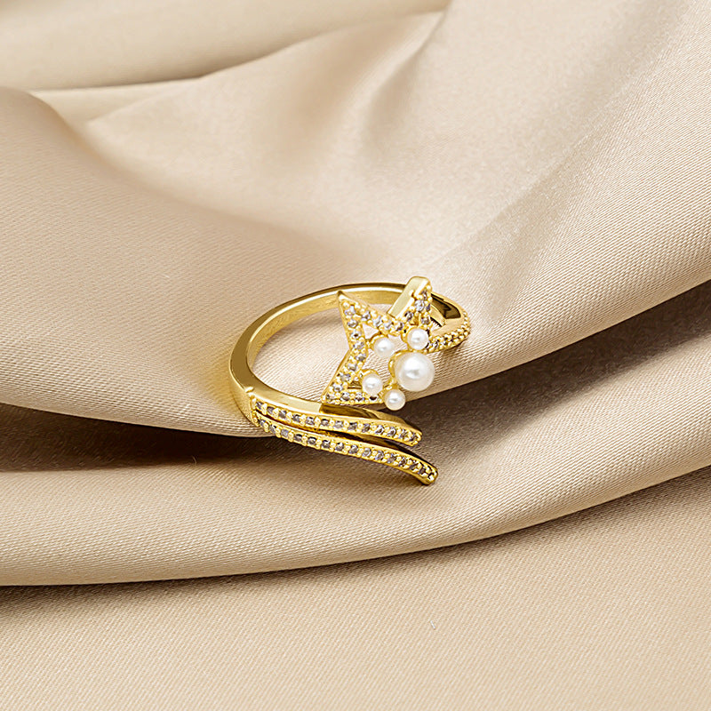 Wholesale Five-pointed Star Pearl Ring