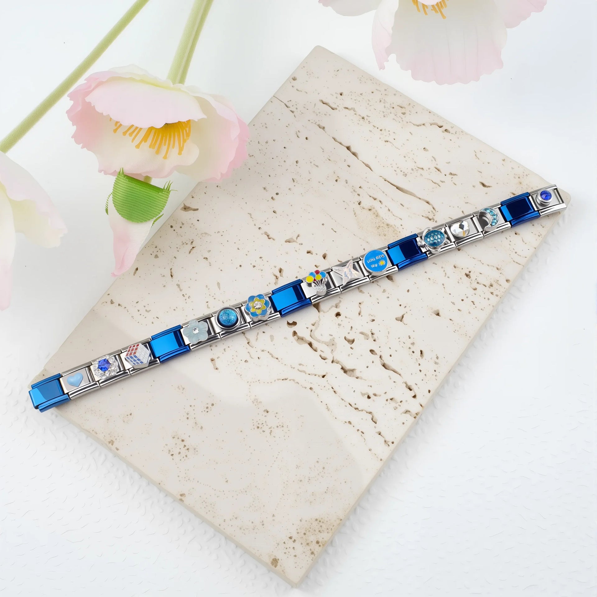 Wholesale Italian Charm Bracelet 9mm DIY Splicing Color Stainless Steel Composable Bracelet