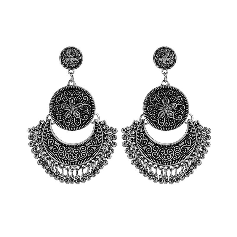 Wholesale Bohemian Owl Dream Catcher Feather Tassel Earrings Turquoise Geometric Carved Fashion Accessory Gift