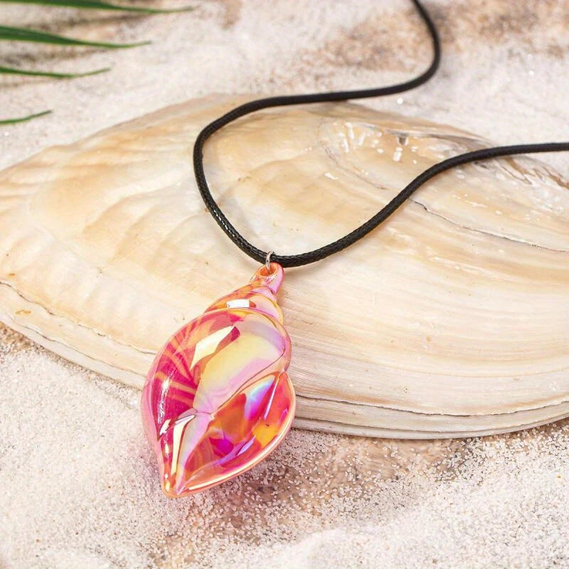 Wholesale  acrylic pink magic conch pendant necklace