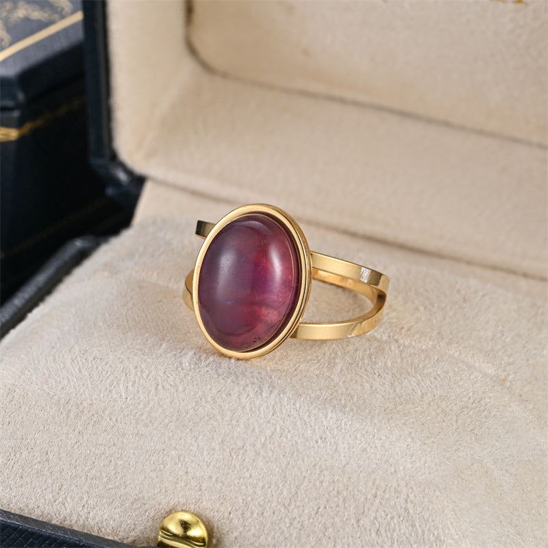 Wholesale Stainless steel natural cut stone ring