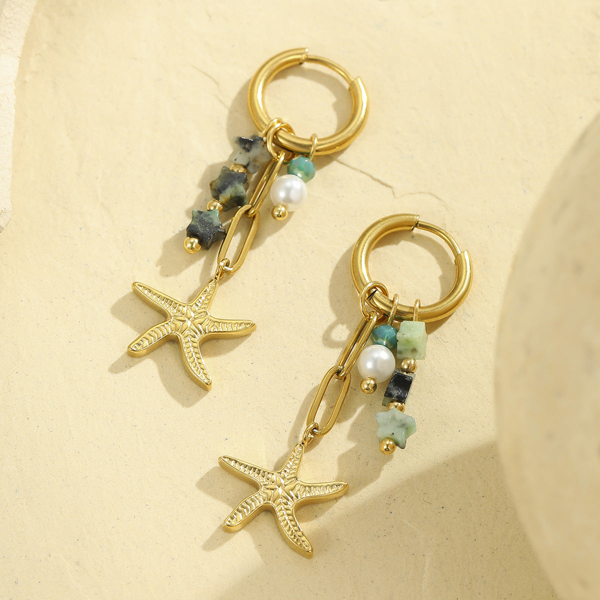 Wholesale  marine elements series starfish stainless steel earrings