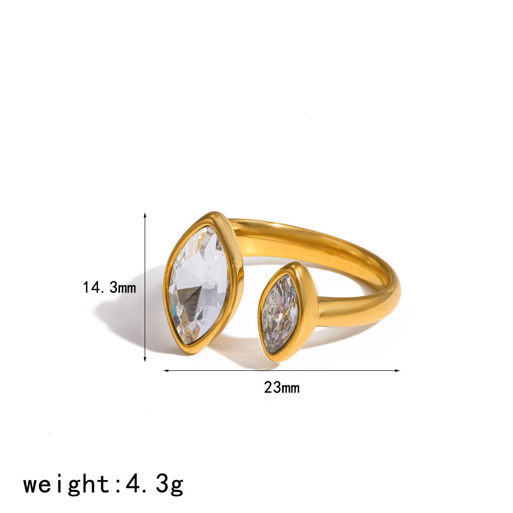 Wholesale Adjustable 304 Stainless Steel Gold Plated Geometric Ring Chic Jewelry Accessory