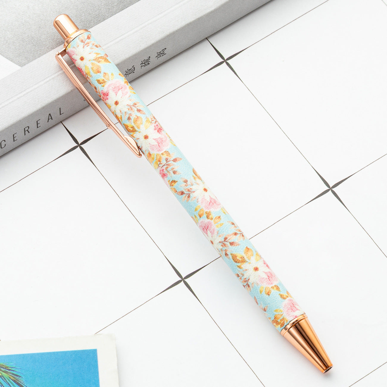 Wholesale Girl's Heart Flower Pen Small Fresh Press Foreskin Pen Gold Powder Press Ballpoint Pen ACC-PN-HuaHao001