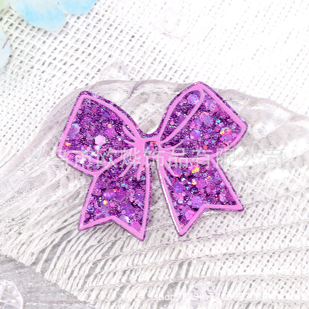 Wholesale 10pcs DIY Acrylic Loose Powder Cartoon Bowknot Brooch Patches