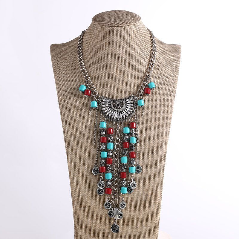Wholesale  Feather Necklace Multi-Layer Vintage Ethnic Style Bohemian Necklace
