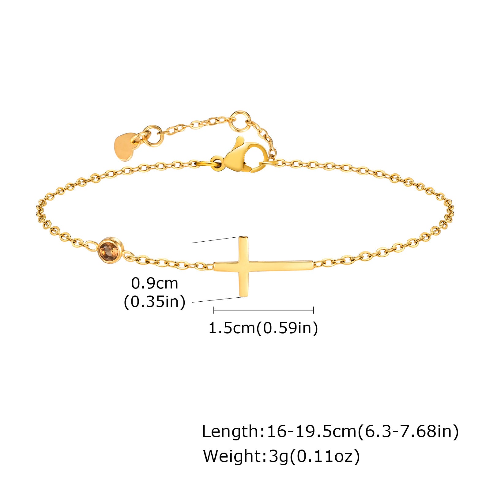 Wholesale Stainless Steel Gold Cross Birthstone Bracelet For Women Fashion Jewelry Accessory For Everyday Wear