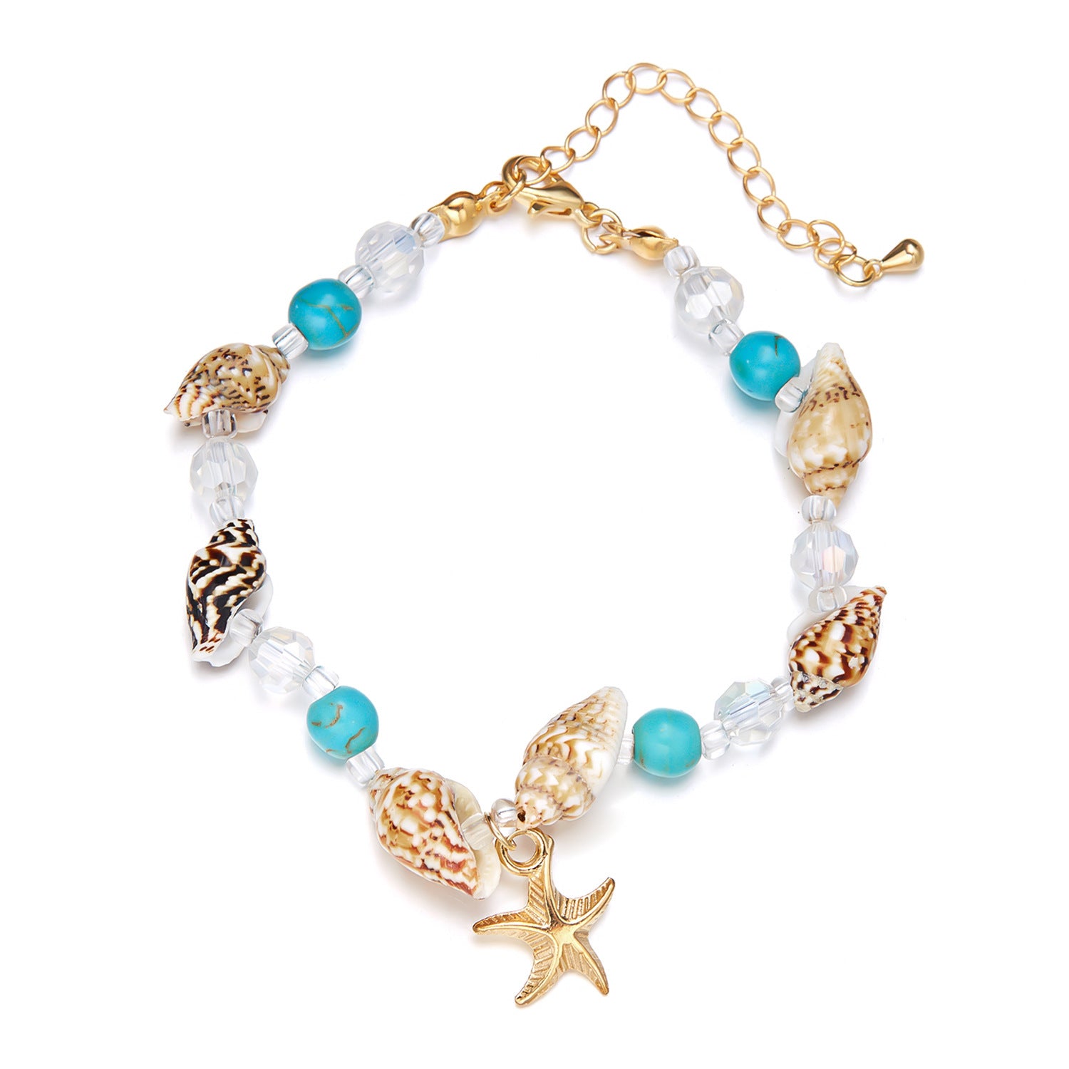 Wholesale  Bohemian Sea Star Shell Conch Rice Bead Bracelet