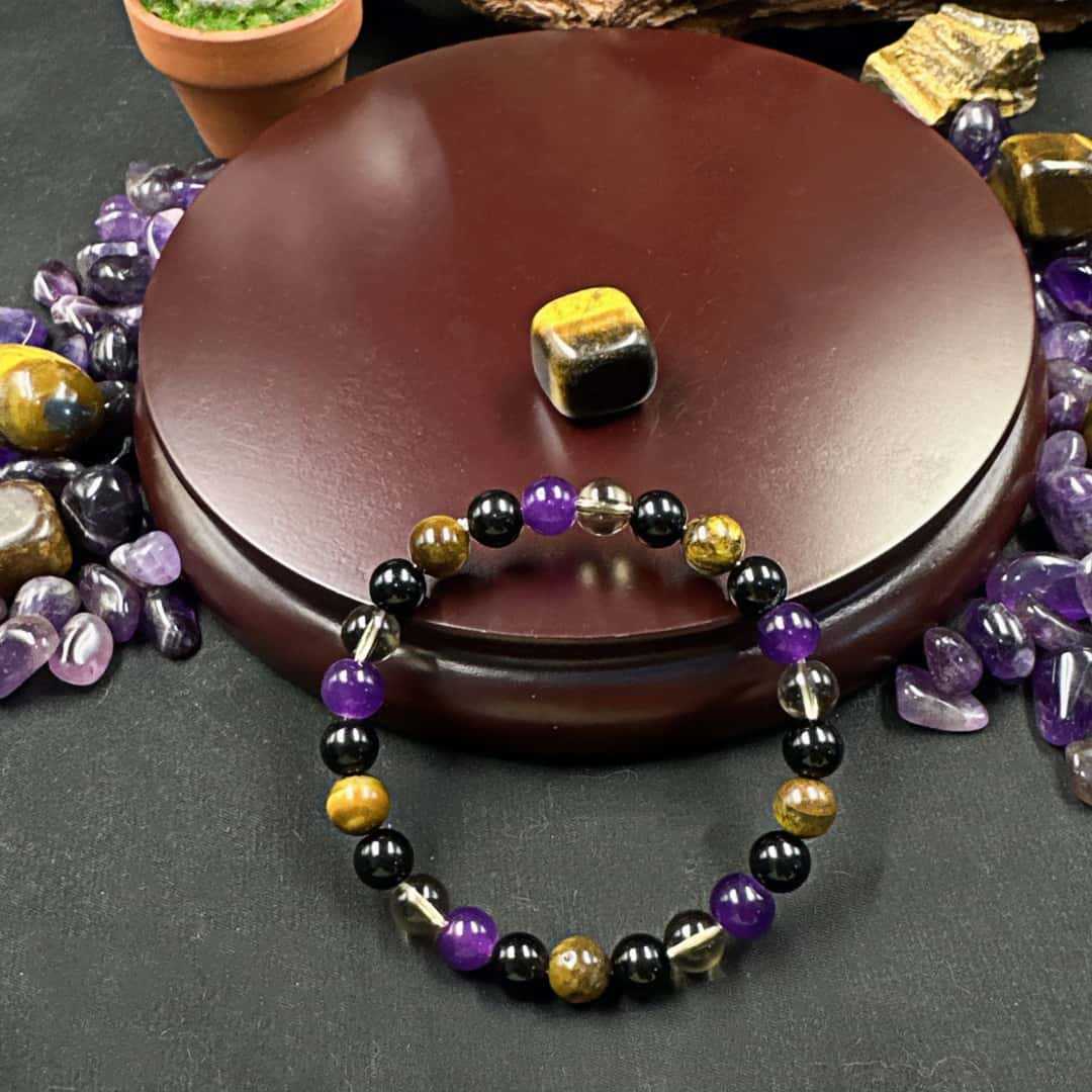 Wholesale Tiger Eye Stone Smoky Quartz Amethyst Obsidian Bracelet
