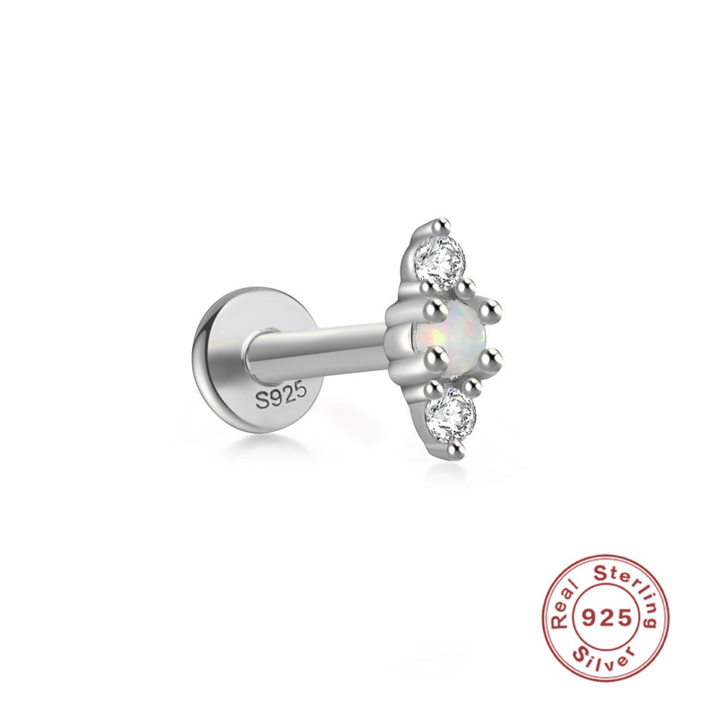 Wholesale 925 sterling silver flat head piercing thread ear bone stud earrings