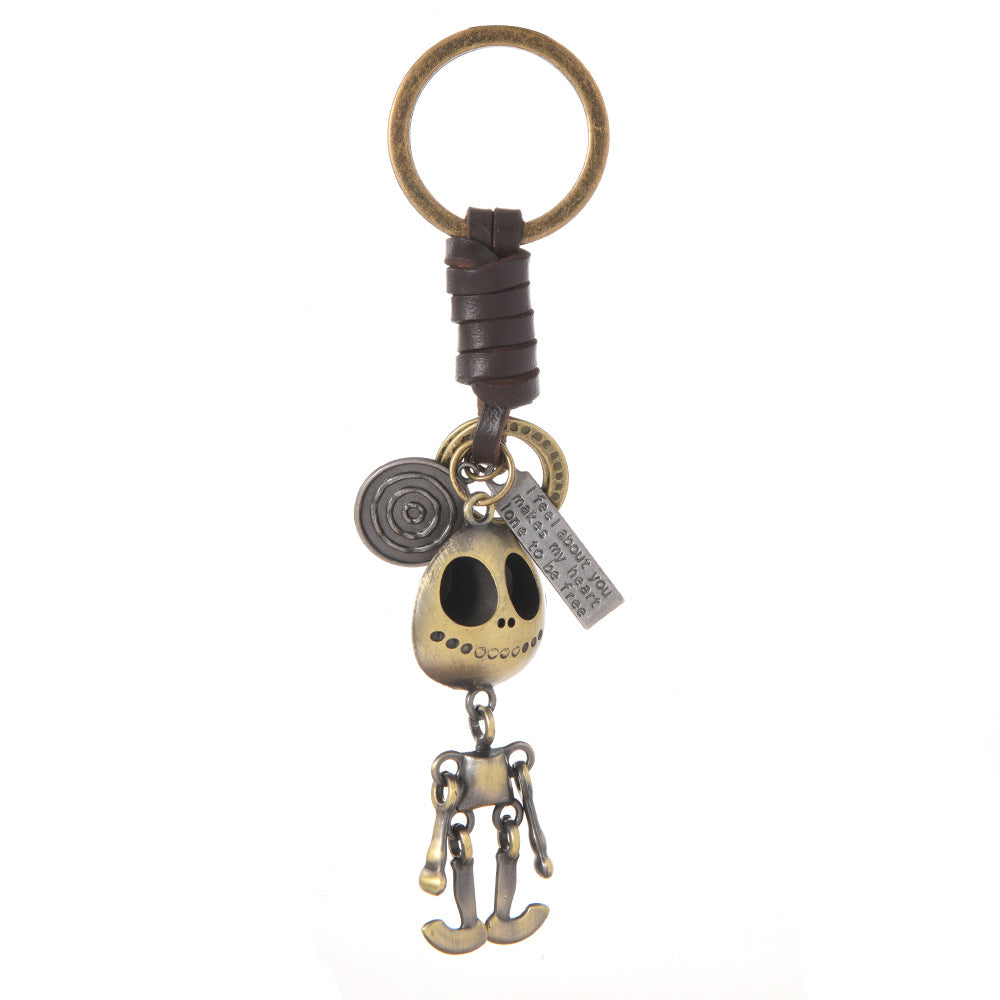 Wholesale  Halloween Skull Skeleton Pendant Cowhide Keychain