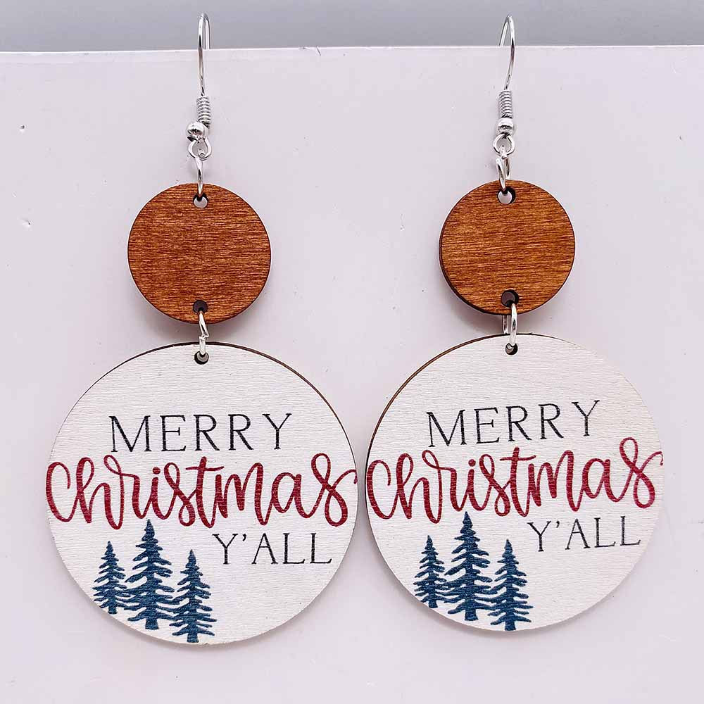 Wholesale  Christmas earrings retro style wooden earrings