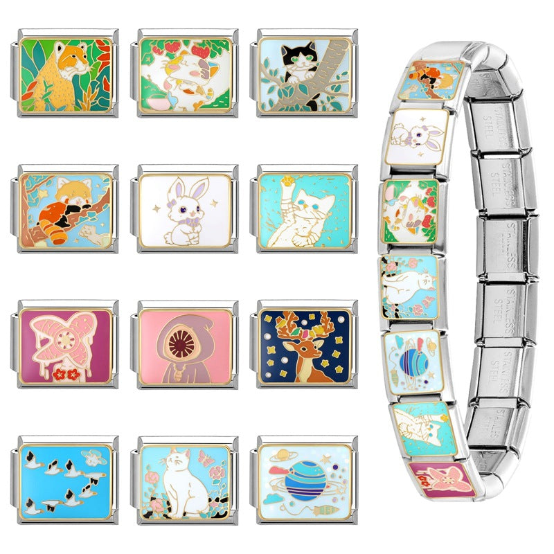 Wholesale Italian Charm Bracelet 9mm DIY Splicing Cute Creative Stainless Steel Composable Bracelet